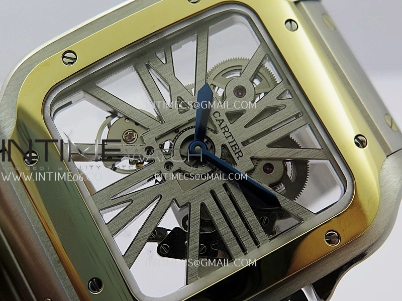 Santos de Cartier Skeleton SS YG MLF Skeleton Dial On SS YG SmartLink Bracelet Super Clone 9611MC