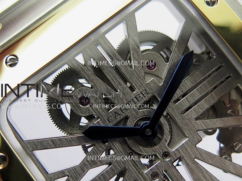 Santos de Cartier Skeleton SS YG MLF Skeleton Dial On SS YG SmartLink Bracelet Super Clone 9611MC