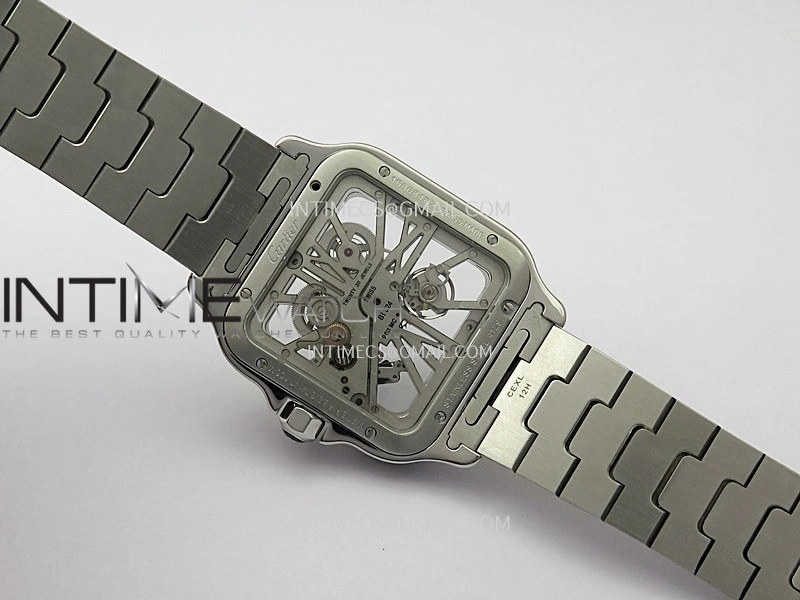 Santos de Cartier Skeleton SS YG MLF Skeleton Dial On SS YG SmartLink Bracelet Super Clone 9611MC