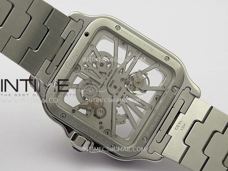 Santos de Cartier Skeleton SS YG MLF Skeleton Dial On SS YG SmartLink Bracelet Super Clone 9611MC