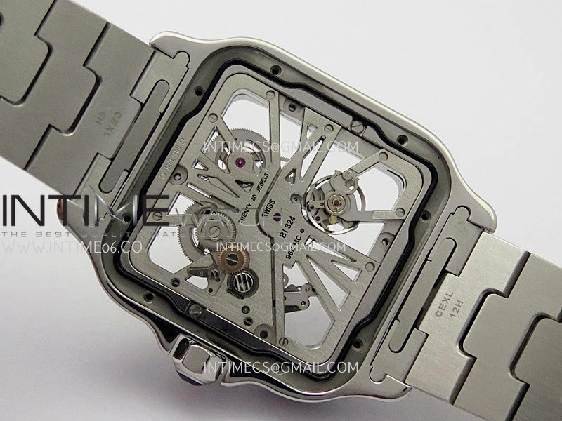 Santos de Cartier Skeleton SS YG MLF Skeleton Dial On SS YG SmartLink Bracelet Super Clone 9611MC