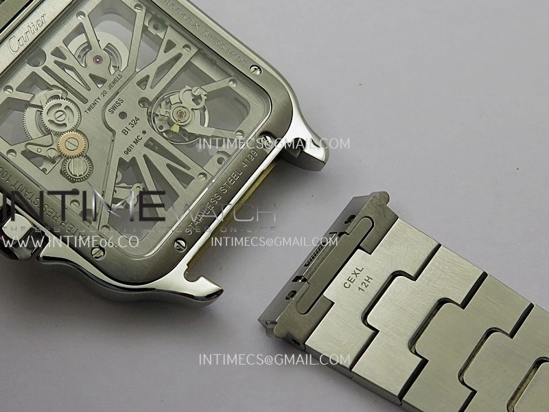 Santos de Cartier Skeleton SS YG MLF Skeleton Dial On SS YG SmartLink Bracelet Super Clone 9611MC