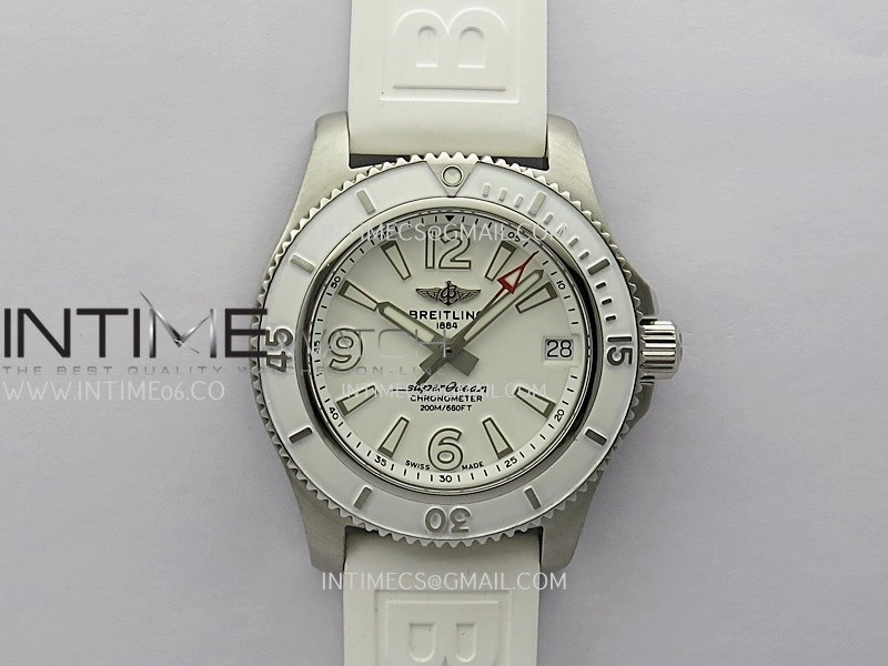 SuperOcean Automatic 36mm TF 1:1 Best Edition White Dial On White Rubber Strap A2824