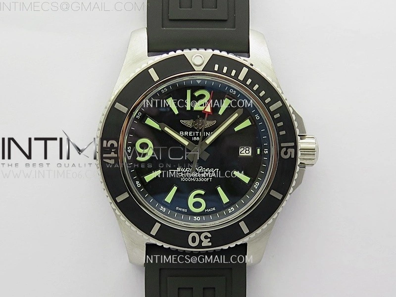 SuperOcean Automatic 46mm TF 1:1 Best Edition Black Dial on Black Rubber Strap A2824