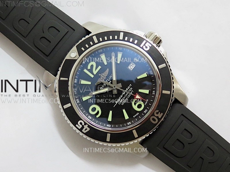 SuperOcean Automatic 46mm TF 1:1 Best Edition Black Dial on Black Rubber Strap A2824