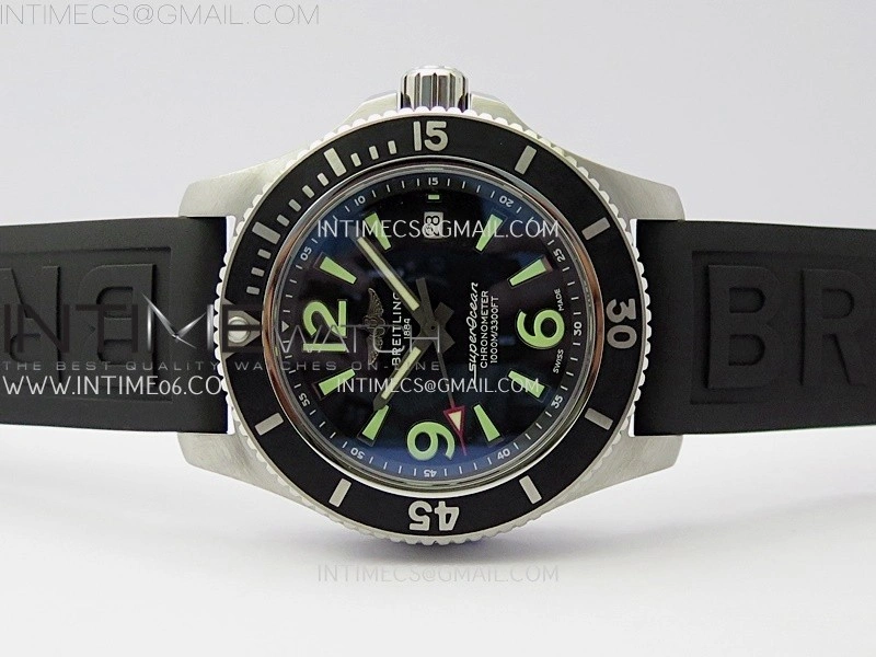 SuperOcean Automatic 46mm TF 1:1 Best Edition Black Dial on Black Rubber Strap A2824