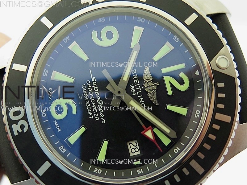 SuperOcean Automatic 46mm TF 1:1 Best Edition Black Dial on Black Rubber Strap A2824