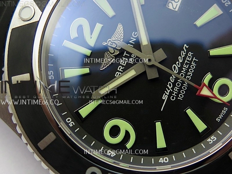 SuperOcean Automatic 46mm TF 1:1 Best Edition Black Dial on Black Rubber Strap A2824