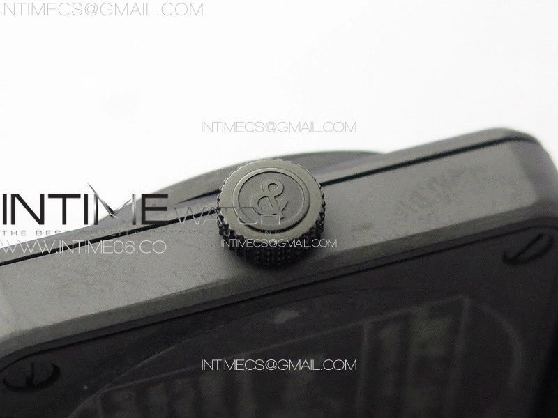 BR 03-92 Real Ceramic 1:1 Best Edition Black Dial Blue Markers on Blue Leather Strap MIYOTA 9015