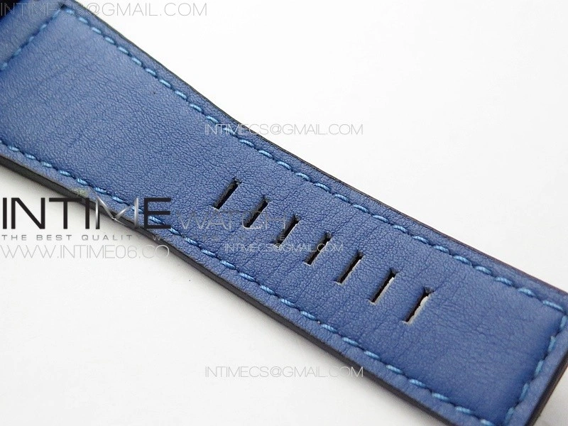 BR 03-92 Real Ceramic 1:1 Best Edition Black Dial Blue Markers on Blue Leather Strap MIYOTA 9015