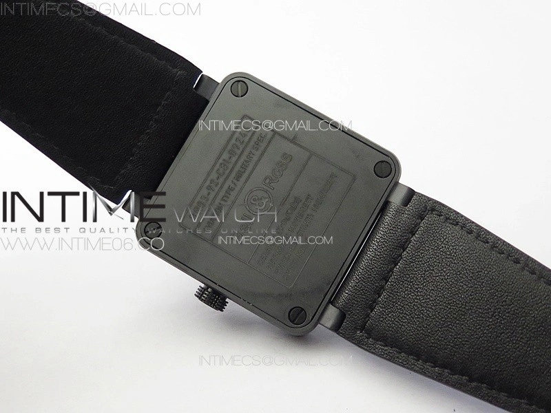 BR 03-92 Real Ceramic 1:1 Best Edition Black Dial Blue Markers on Blue Leather Strap MIYOTA 9015