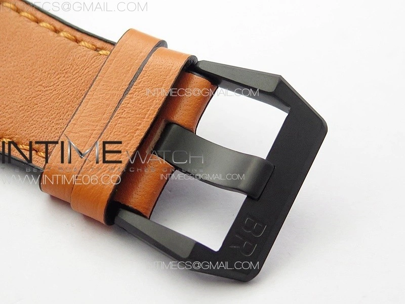 BR 03-92 Real Ceramic 1:1 Best Edition Black Dial RG Markers on Orange Leather Strap MIYOTA 9015