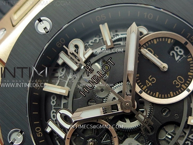 Hublot Big Bang Unico 42mm RG Ceramic Bezel BBF 1:1 Best Edition Black Skeleton Dial on Black Rubber Strap A1280