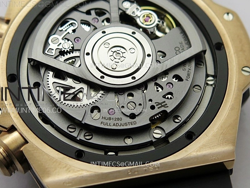 Hublot Big Bang Unico 42mm RG Ceramic Bezel BBF 1:1 Best Edition Black Skeleton Dial on Black Rubber Strap A1280
