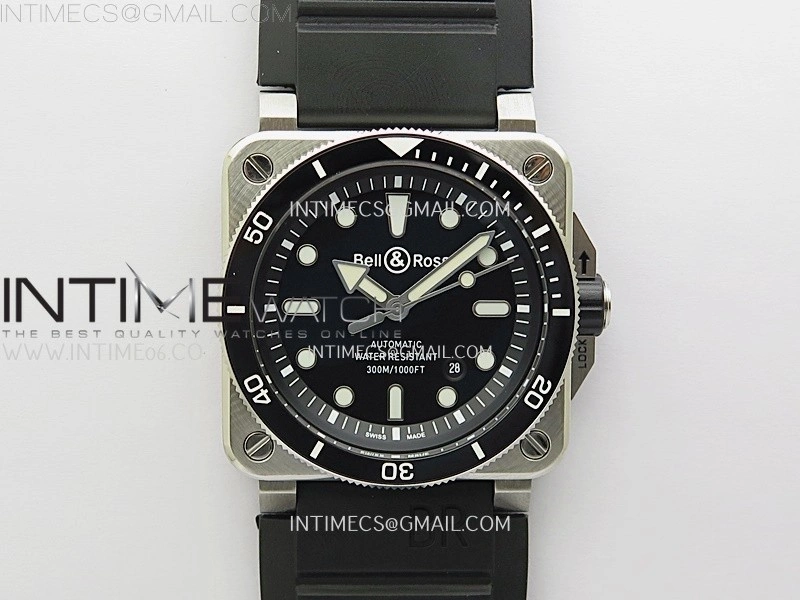 BR 03-92 Diver Black Ceramic Bezel SS B12 1:1 Best Edition Black Dial on Black Rubber Strap MIYOTA 9015