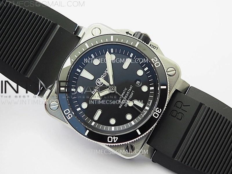 BR 03-92 Diver Black Ceramic Bezel SS B12 1:1 Best Edition Black Dial on Black Rubber Strap MIYOTA 9015