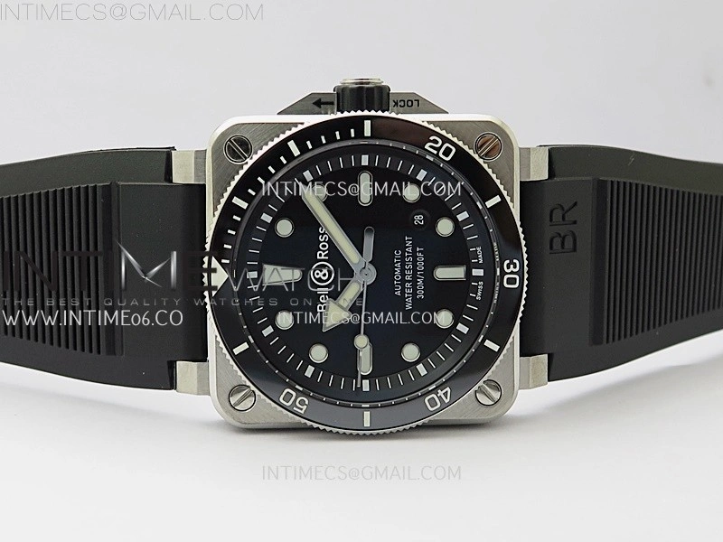 BR 03-92 Diver Black Ceramic Bezel SS B12 1:1 Best Edition Black Dial on Black Rubber Strap MIYOTA 9015