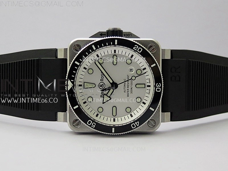 BR 03-92 Diver Black Ceramic Bezel SS B12 1:1 Best Edition White Dial on Black Rubber Strap MIYOTA 9015