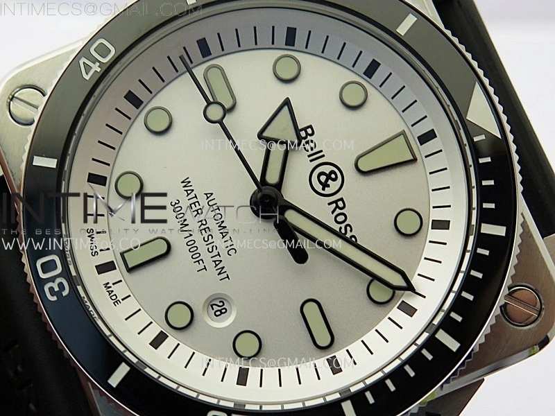 BR 03-92 Diver Black Ceramic Bezel SS B12 1:1 Best Edition White Dial on Black Rubber Strap MIYOTA 9015