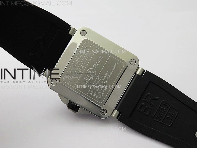 BR 03-92 Diver Black Ceramic Bezel SS B12 1:1 Best Edition White Dial on Black Rubber Strap MIYOTA 9015