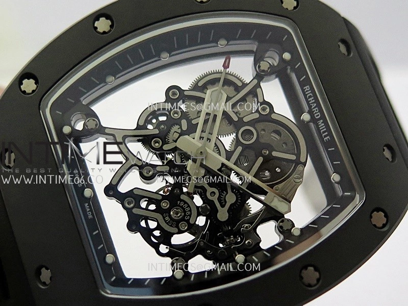 RM055 Black Ceramic Black Inner Bezel DF Best Edition On Black Rubber Strap RMUL2 Super Clone