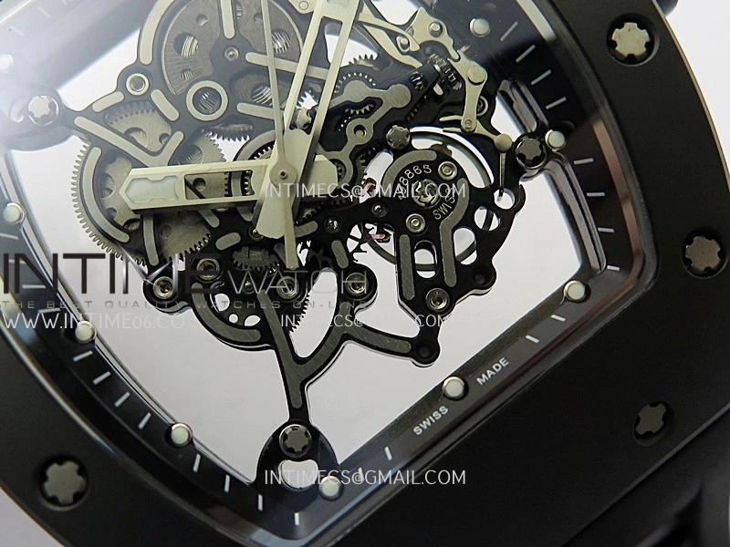 RM055 Black Ceramic Black Inner Bezel DF Best Edition On Black Rubber Strap RMUL2 Super Clone