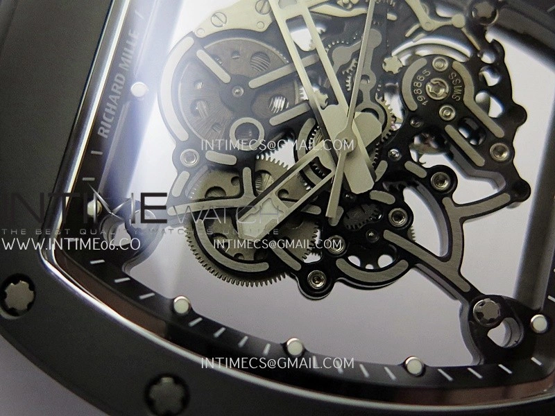 RM055 Black Ceramic Black Inner Bezel DF Best Edition On Black Rubber Strap RMUL2 Super Clone