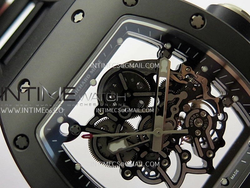RM055 Black Ceramic Black Inner Bezel DF Best Edition On Black Rubber Strap RMUL2 Super Clone