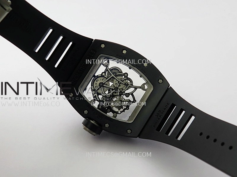 RM055 Black Ceramic Black Inner Bezel DF Best Edition On Black Rubber Strap RMUL2 Super Clone