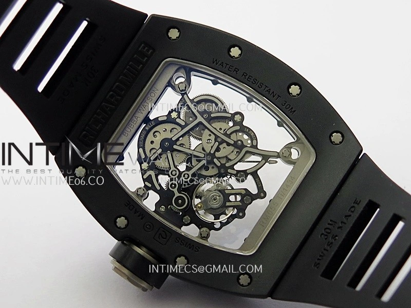 RM055 Black Ceramic Black Inner Bezel DF Best Edition On Black Rubber Strap RMUL2 Super Clone