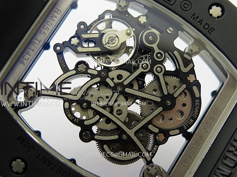 RM055 Black Ceramic Black Inner Bezel DF Best Edition On Black Rubber Strap RMUL2 Super Clone