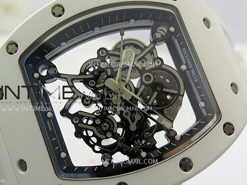 RM055 White Ceramic Black Inner Bezel DF Best Edition On White Rubber Strap RMUL2 Super Clone