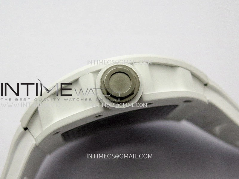RM055 White Ceramic Black Inner Bezel DF Best Edition On White Rubber Strap RMUL2 Super Clone