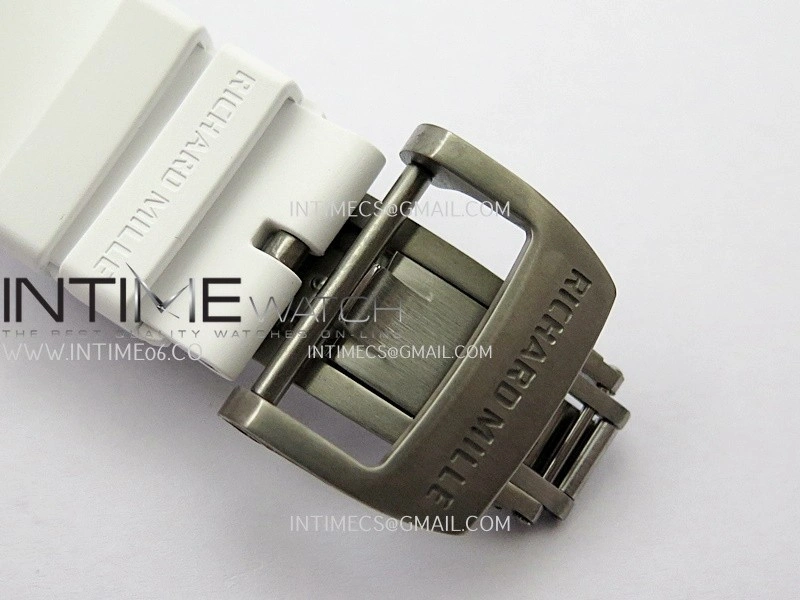 RM055 White Ceramic Black Inner Bezel DF Best Edition On White Rubber Strap RMUL2 Super Clone