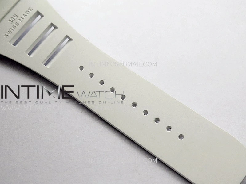 RM055 White Ceramic Black Inner Bezel DF Best Edition On White Rubber Strap RMUL2 Super Clone