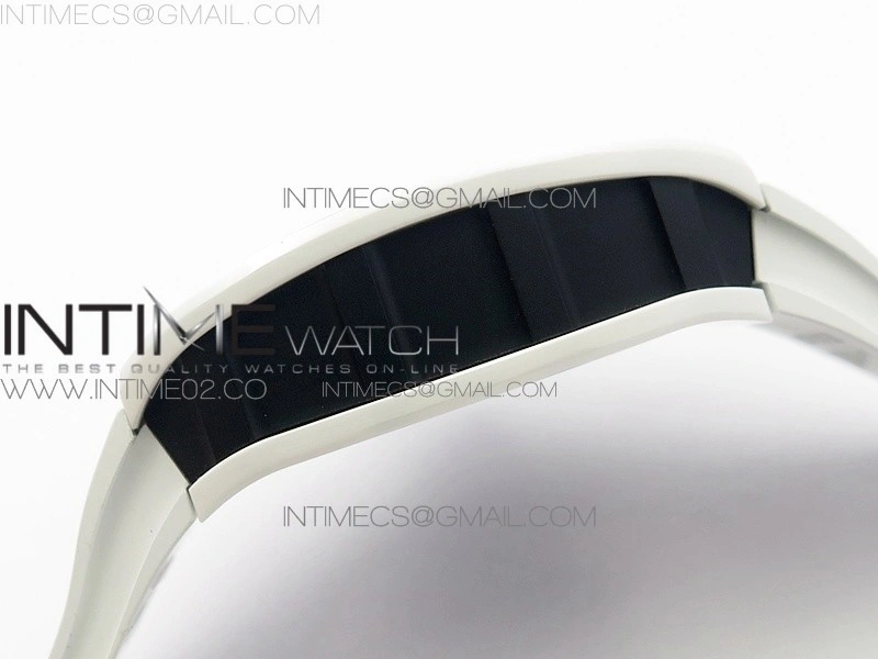 RM055 Real White Ceramic Case KVF Best Edition Skeleton Dial Blue on White Rubber Strap MIYOTA8215
