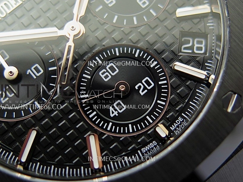 Royal Oak Chrono 26240 Black Ceramic V2 APSF 1:1 Best Edition Black Dial On Ceramic Bracelet Super Clone SA4401