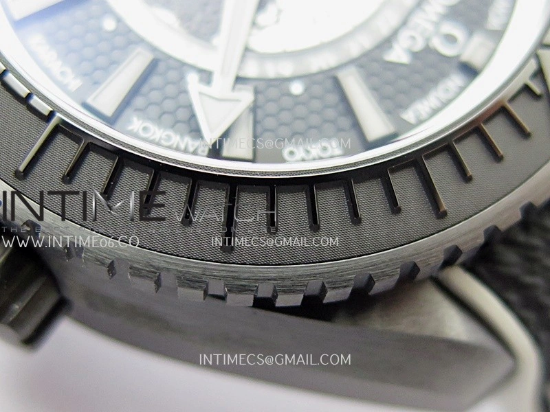 Planet Ocean 45.5mm GMT Worldtimer Real Ceramic VSF 1:1 Best Edition Black Gray Dial On Black Rubber Strap Super Clone 8938