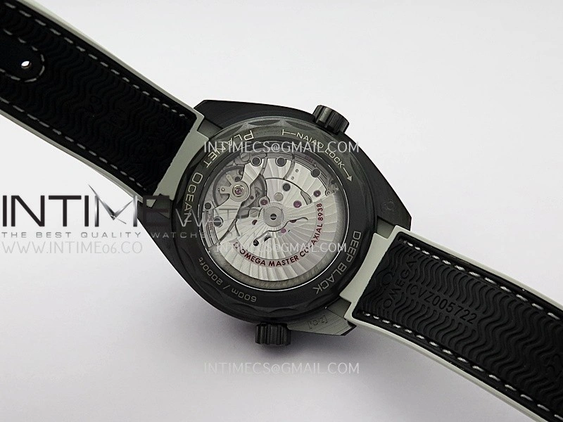Planet Ocean 45.5mm GMT Worldtimer Real Ceramic VSF 1:1 Best Edition Black Gray Dial On Black Rubber Strap Super Clone 8938
