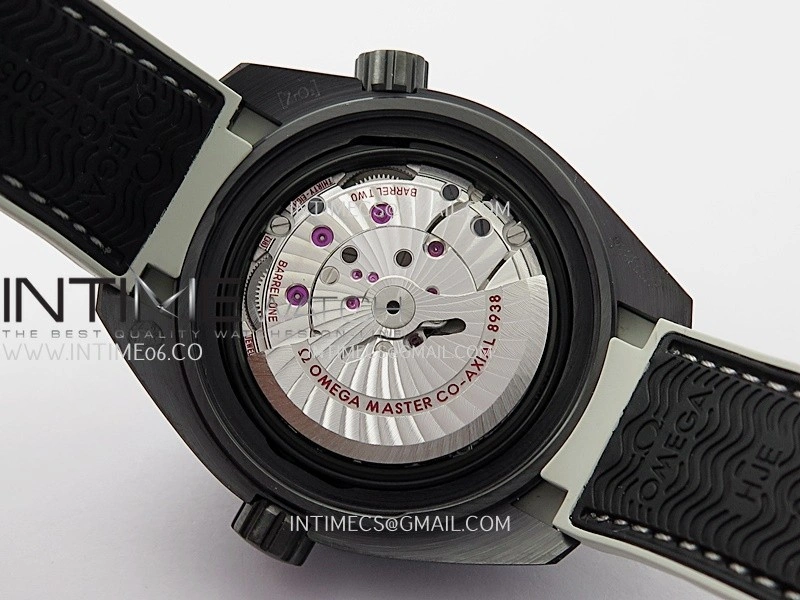 Planet Ocean 45.5mm GMT Worldtimer Real Ceramic VSF 1:1 Best Edition Black Gray Dial On Black Rubber Strap Super Clone 8938