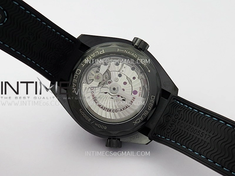 Planet Ocean 45.5mm GMT Worldtimer Real Ceramic VSF 1:1 Best Edition Black blue Dial On Black Rubber Strap Super Clone 8938