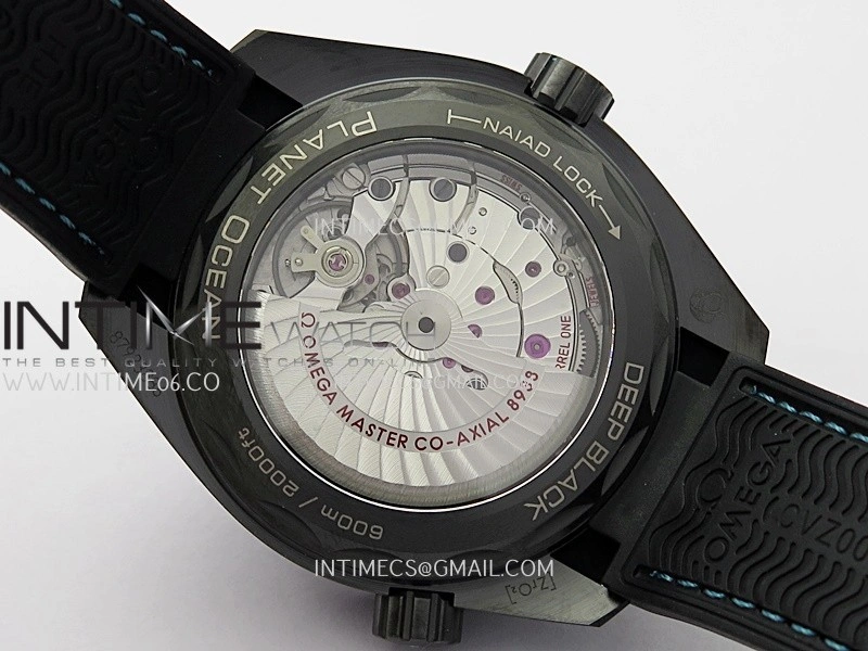 Planet Ocean 45.5mm GMT Worldtimer Real Ceramic VSF 1:1 Best Edition Black blue Dial On Black Rubber Strap Super Clone 8938