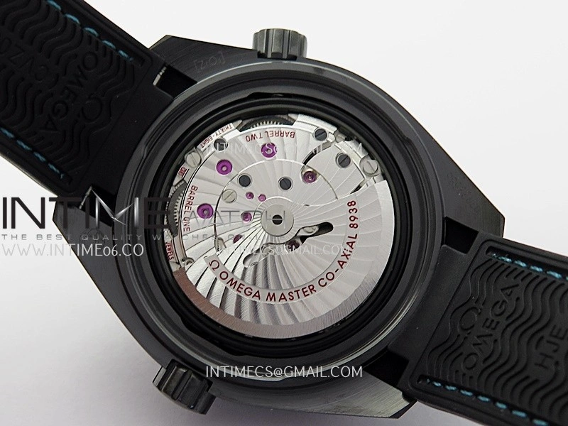 Planet Ocean 45.5mm GMT Worldtimer Real Ceramic VSF 1:1 Best Edition Black blue Dial On Black Rubber Strap Super Clone 8938