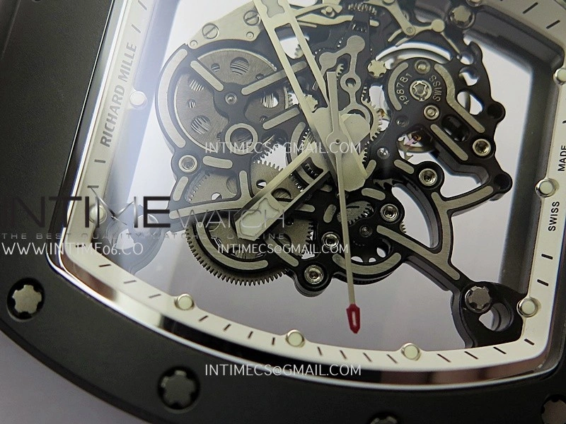 RM055 Black Ceramic White Inner Bezel DF Best Edition On Black Rubber Strap RMUL2 Super Clone
