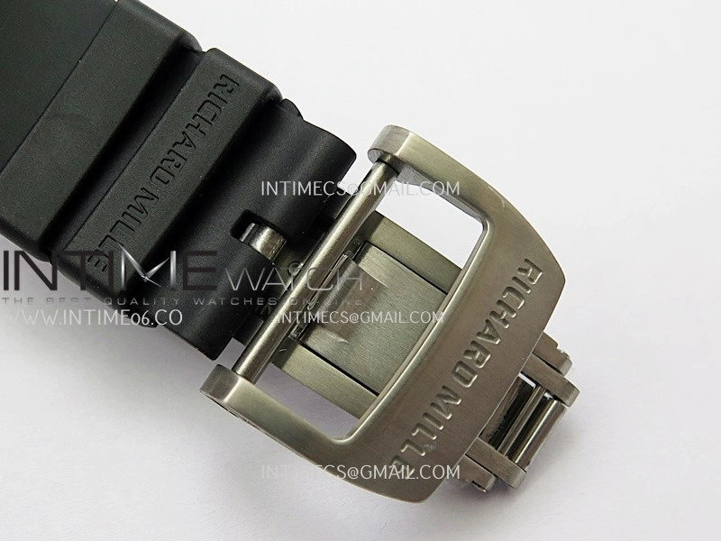 RM055 Black Ceramic White Inner Bezel DF Best Edition On Black Rubber Strap RMUL2 Super Clone