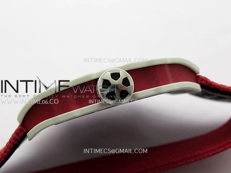 RM67-02 Real White Ceramic Red NTPT Case 1:1 Best Edition Skeleton Dial On Red Nylon strap CRMA7 Clone