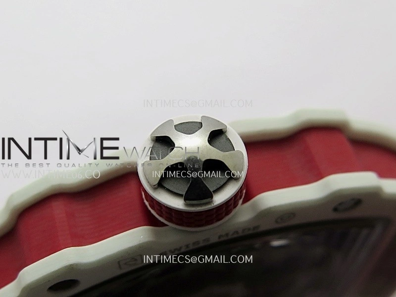 RM67-02 Real White Ceramic Red NTPT Case 1:1 Best Edition Skeleton Dial On Red Nylon strap CRMA7 Clone