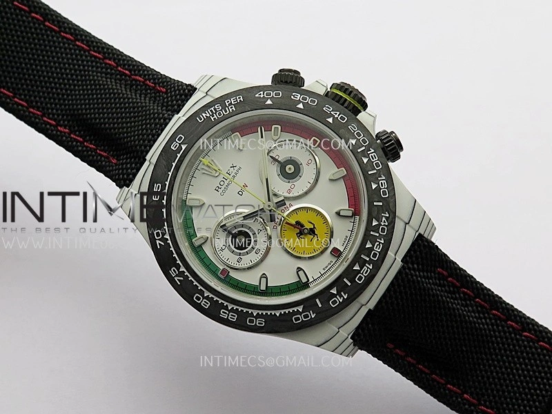 Daytona DIW Ferrari White Carbon SONIC 1:1 Best Edition White Dial On Black Nylon Strap SA4130