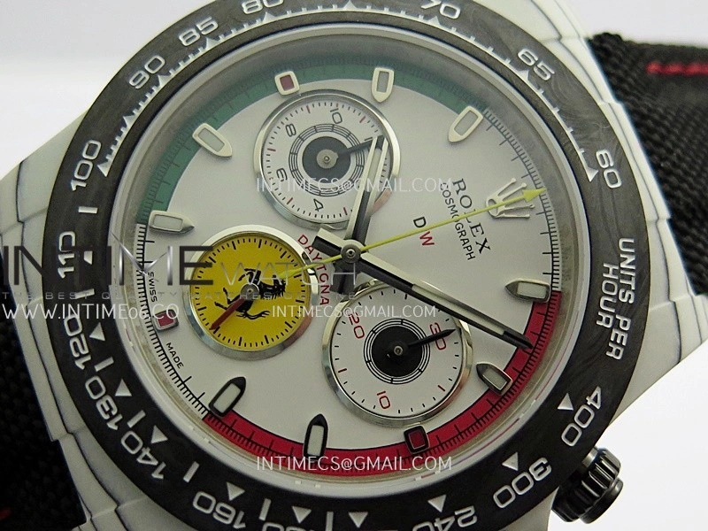 Daytona DIW Ferrari White Carbon SONIC 1:1 Best Edition White Dial On Black Nylon Strap SA4130