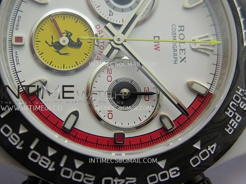 Daytona DIW Ferrari White Carbon SONIC 1:1 Best Edition White Dial On Black Nylon Strap SA4130